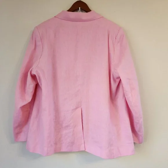 MNG by Mango Women Blazer Suit 100 Linen, Line, 1 botton front, Pockets, Lined - Picture 3 of 15